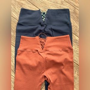 Fabletics High Wasted Seamless Leggings Corset Lace Up Back